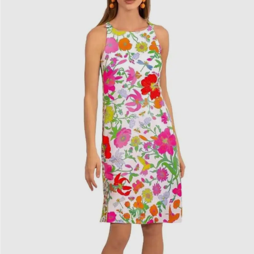 GRETCHEN SCOTT- Birds & the Bees Floral Sleeveless Dress - Multicolor